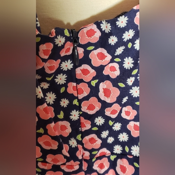 Cherry Velvet Peek-A-Boo Sun Dress with Pockets. Pink/Red/Navy (3X) - Picture 3 of 6